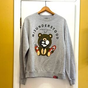 Gray Entree Misunderstood Bear Graphic Sweatshirt! EUC